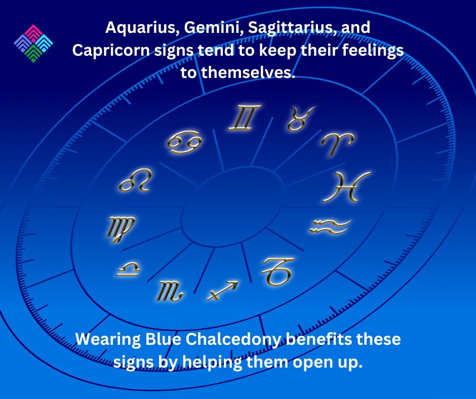 Zodiac signs for blue chalcedony
