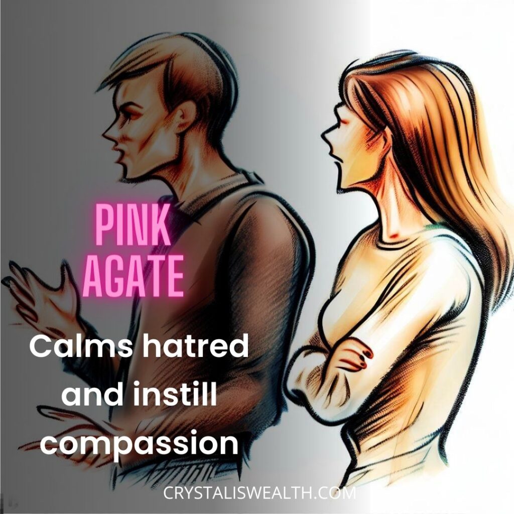 pink agate calms hatred