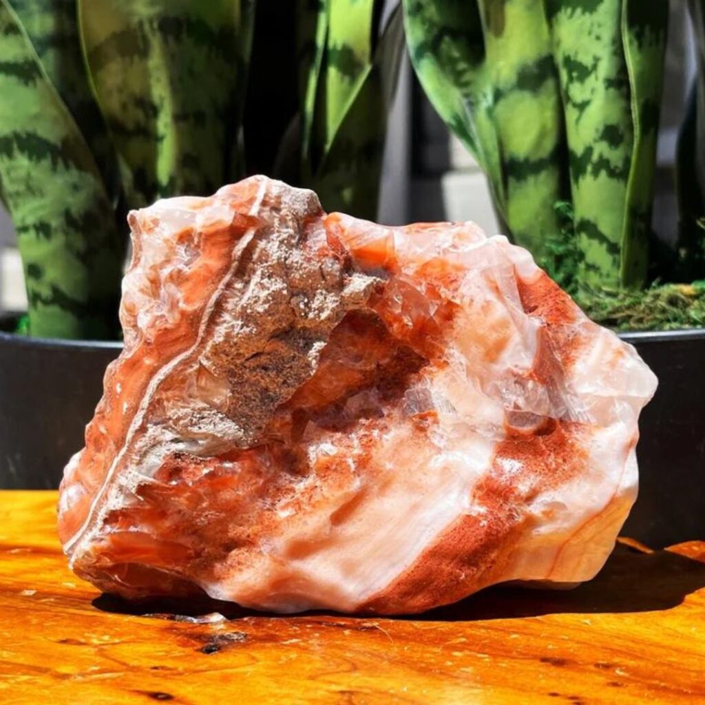 raw banded red calcite