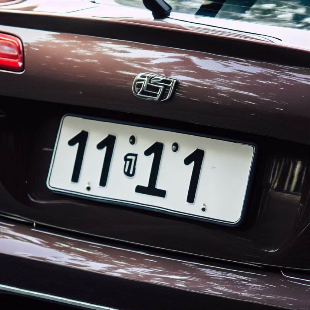 angel number 1111 on a number plate
